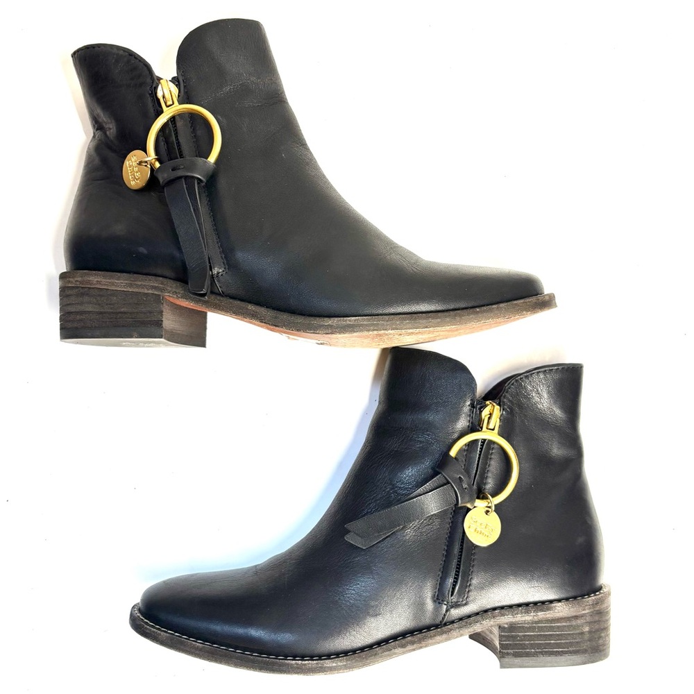 See By Chloe Women's Louise Flat Boot Ankle, Black, Size 6.5 EU 37 - Picture 7 of 13
